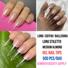 500 Pcs Nail Tips Gel Extensions Full Cover  Almond   Coffin   Almond Soft Gel