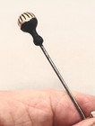 Antique Hatpin Chic Petite Deep Blue Enamel Base Etched Brass Sphere Collectible
