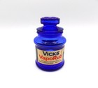 Vintage Vicks Vaporub Cobalt Blue Glass Apothecary Jar  empty  W  Label S6