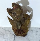 Beautiful Vintage Thai Hand Carved And Painted Wood Temple Figure Of A Deity