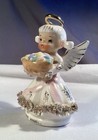 Vintage Lefton Birthday Girl May Angel Figurine Ar1987 Basket Of Flowers Nice 