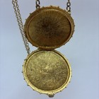 Vintage Estee Lauder Pendant Solid Perfume Compact Blue Cabochon Necklace