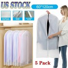 5pcs Clothes Coat Protect Garment Cover Bags Suit Storage Bags Zipper Dress  