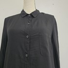 New Chelsea Sky Size Small Long Sleeve Button Down Side Slit Blouse Black