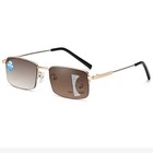 Tinted Multifocal Reading Glasses Half Frame Photochromic Varifocal Sunglasses