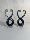 Twisted Sculpture Swirl Spiral Art Glass Vase  x 2  Free Shipping