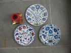 Museum Collection Decorative Tin Enamel Floral Plates - Picnic Party Display 