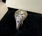 Retro Edwardian Round Diamond Vintage Ring 14k White Gold Fn Engagement Ring