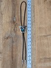 Vintage Sterling Silver Turquoise Coral Bolo Tie  Unsigned 1970s Southwestern 