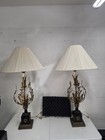    pair Vintage Spanish Empire Brass Table Lamps Neoclassical Hollywood Regency42 