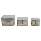 Woven Paths Decorative Galvanized Metal Boxes With Lids   Brass Accents