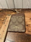 Coach Id Lanyard In Signature Canvas Gold khaki Saddle     badge Holder