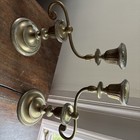 Vintage Pair Heavy Solid Brass One Arm Taper Candle Holders W  Etchings India