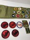 Vintage Boy Scouts Green Sash With 33 Round And Square Merit Badge Patches 90s 
