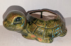 Vintage Mcm Green Turtle Planter Glazed Hand Painted  m12 