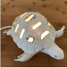 Distressed White Ceramic Sea Turtle Accent Lamp Coastal Animal Night Light