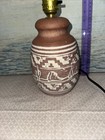Vintage Lamp Southwest Mexican Carved Ceramic Pottery Lamp 10 5    X 6    Tested