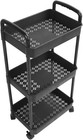 3 Tier Home Kitchen Storage Trolley Cart Rack Tray Shelf Rolling Wheel  black