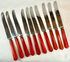 Bakelite Flatware Set Cherry Red Handles Stainless 36 Pc Molly Pitcher Vtg