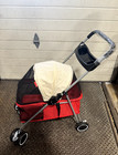 4 Wheels Pet Stroller Folding Cat Dog Cage Stroller Travel Carrier W cup Holder