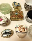 Lot Of 11 Vintage Vanity Dresser Trinket Jars  10 With Lids - Boudoir Decor