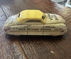 1950s Louis Marx Wind Up No 1 Safe Driver Yellow Desk Edge Car Vintage