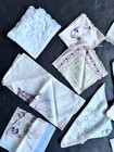 Lot Of 15 Vintage Cotton linen silk Embroidered Printed Etc  Hankies