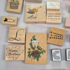 65  Pc Stampin  Up  Wood Mounted Rubber Stamp Lot Frame border Background Mixed