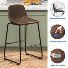 30  Brown Bar Stools With Back And Footrest Pu Leather Set Of 2