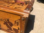 Vintage Wood Toy Chest Box Indian Western Themed 1950s 60s Douglas Fir Plywood