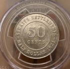 1921 Straits Settlements  singapore  Silver 50 Cent Ms 64  Rare High Grade 