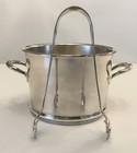 Primerose Silver Plate Ice Bucket basket pail smaller on Copper handles tongs 4   