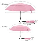 Travel Umbrella 42 double Vented Canopy Windproof Automatic 45 Inches Pink