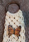Vintage 1970s Boho Macrame Wood Butterfly Wall Hanging Mid Mod 28 x13  Hippie