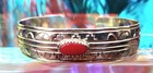 Estate  Vintage Navajo Native American Coral  925 Sterling Silver Cuff Bracelet