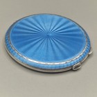 Sterling Silver Blue Guilloche Enamel Powder Compact By Turner   Simpson 1940