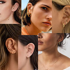 Stainless Steel Hoop Earrings Gold Color Small Huggie Cartilage Earrings Pair