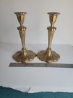 Pair Of Art Nouveau Brass Candlesticks Antique 10 5  Tall