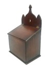 Antique Gothic Revival Wooden Salt   Candle Box   C 1900 Wall Hanging   Tabletop