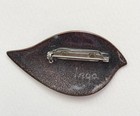Vintage Signed Inga Modernist Mcm Pink Blue Green Enamel Over Copper Brooch Pin