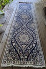Collectors  Genuine Hand-woven Nain Rug Wool And Silk  Navy  Us Sale Only
