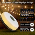 33ft Rechargeable Portable Led Camping String Lights Stowable Tent Fairy Lights