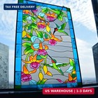 10xh15  Hummingbird Stained Glass Window Hangings suncatcher Panel With Chain