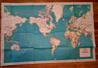1960 s Hammond Classic Color Map Of The World 49 5  X 33  Vintage Wall Poster