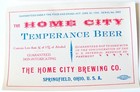 Pre Prohibition Home City Brewing Temperance Beer Bottle Label Springfield Oh  2