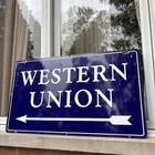 Vintage Western Union Telegraph Double Sided Store Sign Porcelain  30   