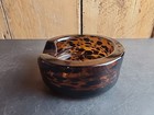 Vintage Murano Glass Tortoise Shell Cigar Ashtray Amber brown Mcm Heavy Rare