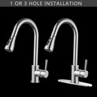Chrome Kitchen Sink Faucet Stainless Steel Single Handle Pull Down Sprayer Tap