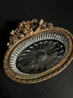 Vtg Matson Ormolu Gold Rose Filigree Glass Soap Dish Trinket Vanity