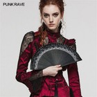 Punk Rave Mystery Vintage Stage Performance Women Black Goth Print Folding Fan